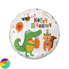 Folija balon - Happy Birthday krokodil in veverica